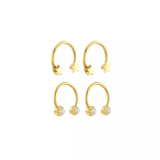Multi-Pack Round CZ Goldtone Star Horseshoe Rings 4 Pack - 16 Gauge at Spencer's