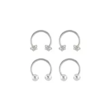 Multi-Pack CZ Silvertone Butterfly Titanium Horseshoe Rings 4 Pack - 16 Gauge at Spencer's