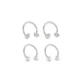 Multi-Pack CZ Silvertone Butterfly Titanium Horseshoe Rings 4 Pack - 16 Gauge at Spencer's