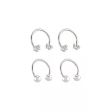 Multi-Pack CZ Silvertone Butterfly Titanium Horseshoe Rings 4 Pack - 16 Gauge at Spencer's