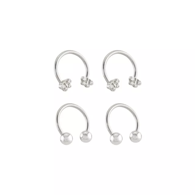 Multi-Pack CZ Silvertone Butterfly Titanium Horseshoe Rings 4 Pack - 16 Gauge at Spencer's