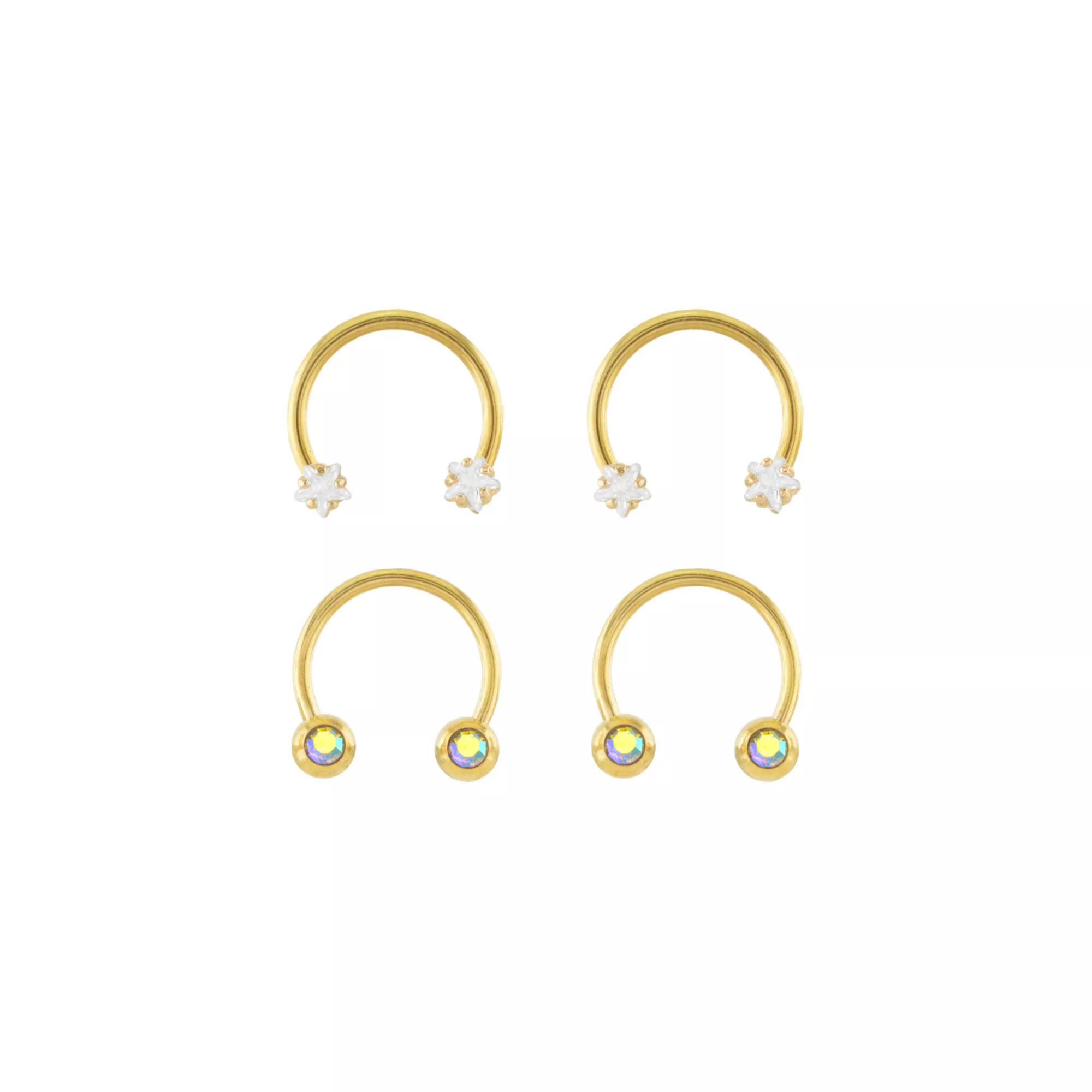 Multi-Pack Titanium CZ Star Horseshoe Rings 4 Pack - 16 Gauge at Spencer's