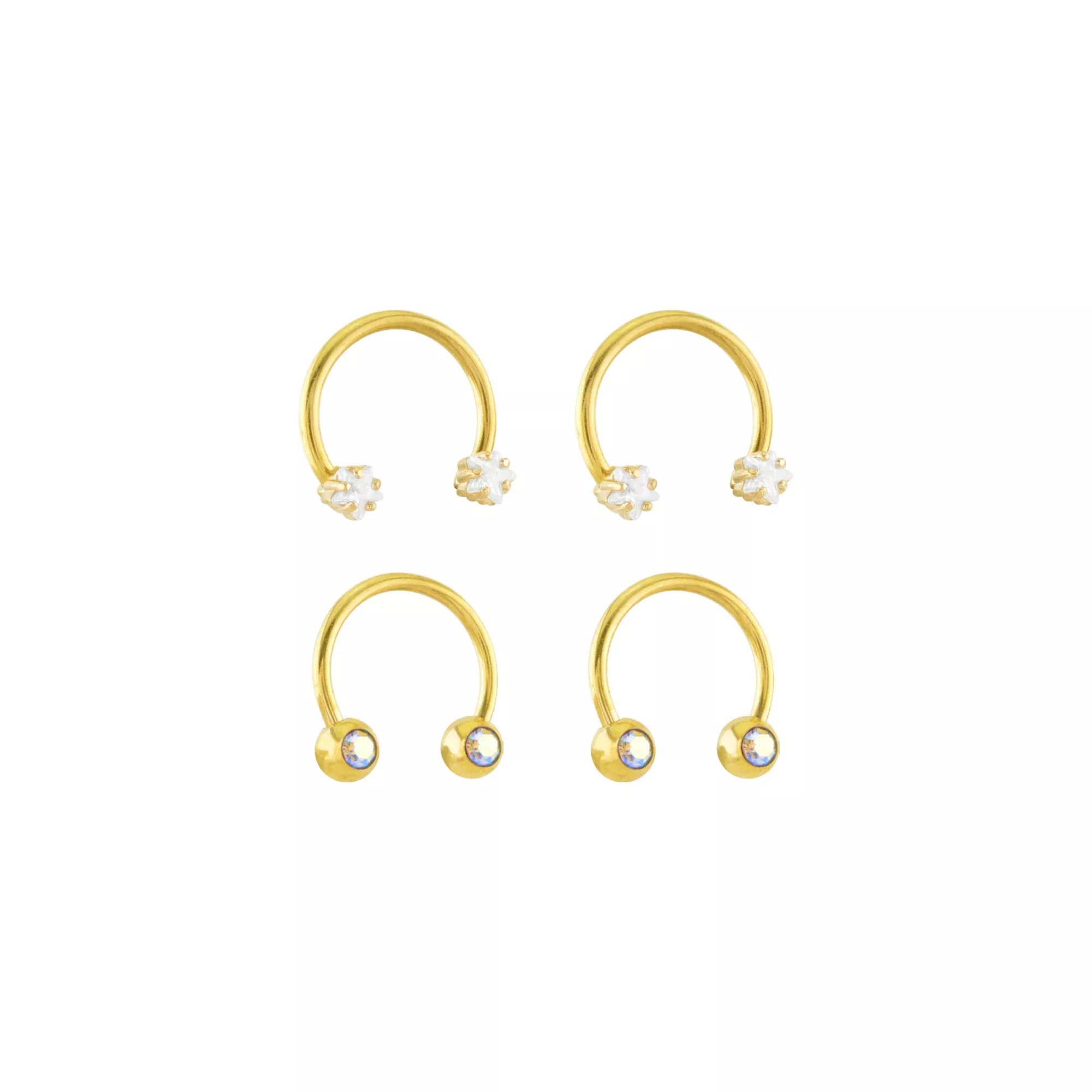 Multi-Pack Titanium CZ Star Horseshoe Rings 4 Pack - 16 Gauge at Spencer's