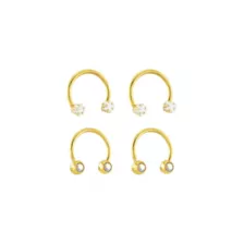 Multi-Pack Titanium CZ Star Horseshoe Rings 4 Pack - 16 Gauge at Spencer's