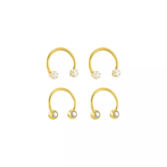 Multi-Pack Titanium CZ Star Horseshoe Rings 4 Pack - 16 Gauge at Spencer's