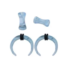 Multi-Pack Light Blue Marble Acrylic Pinchers and Plugs - 2 Pair at Spencer's