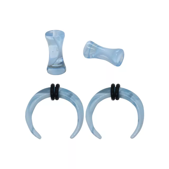 Multi-Pack Light Blue Marble Acrylic Pinchers and Plugs - 2 Pair at Spencer's