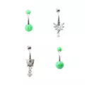 Multi-Pack Green Leaf Dangle Belly Rings 4 Pack - 14 Gauge at Spencer's