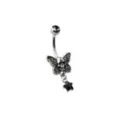 CZ Skeleton Moth Dangle Belly Ring - 14 Gauge at Spencer's