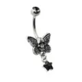 CZ Skeleton Moth Dangle Belly Ring - 14 Gauge at Spencer's