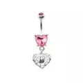 Pink Heart CZ Skull Web Dangle Belly Ring - 14 Gauge at Spencer's