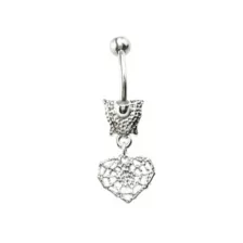 Pink Heart CZ Skull Web Dangle Belly Ring - 14 Gauge at Spencer's