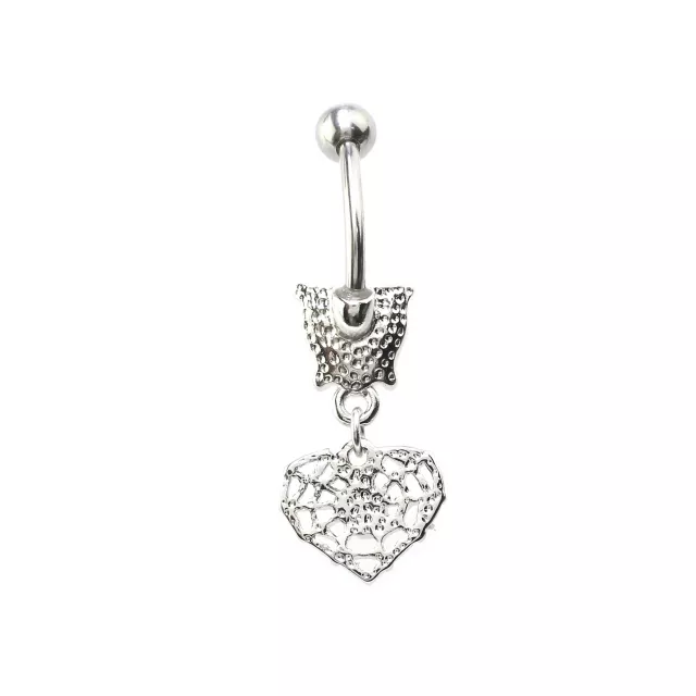 Pink Heart CZ Skull Web Dangle Belly Ring - 14 Gauge at Spencer's