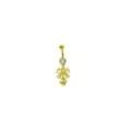 CZ Gold Heart and Bow Dangle Belly Ring - 14 Gauge at Spencer's