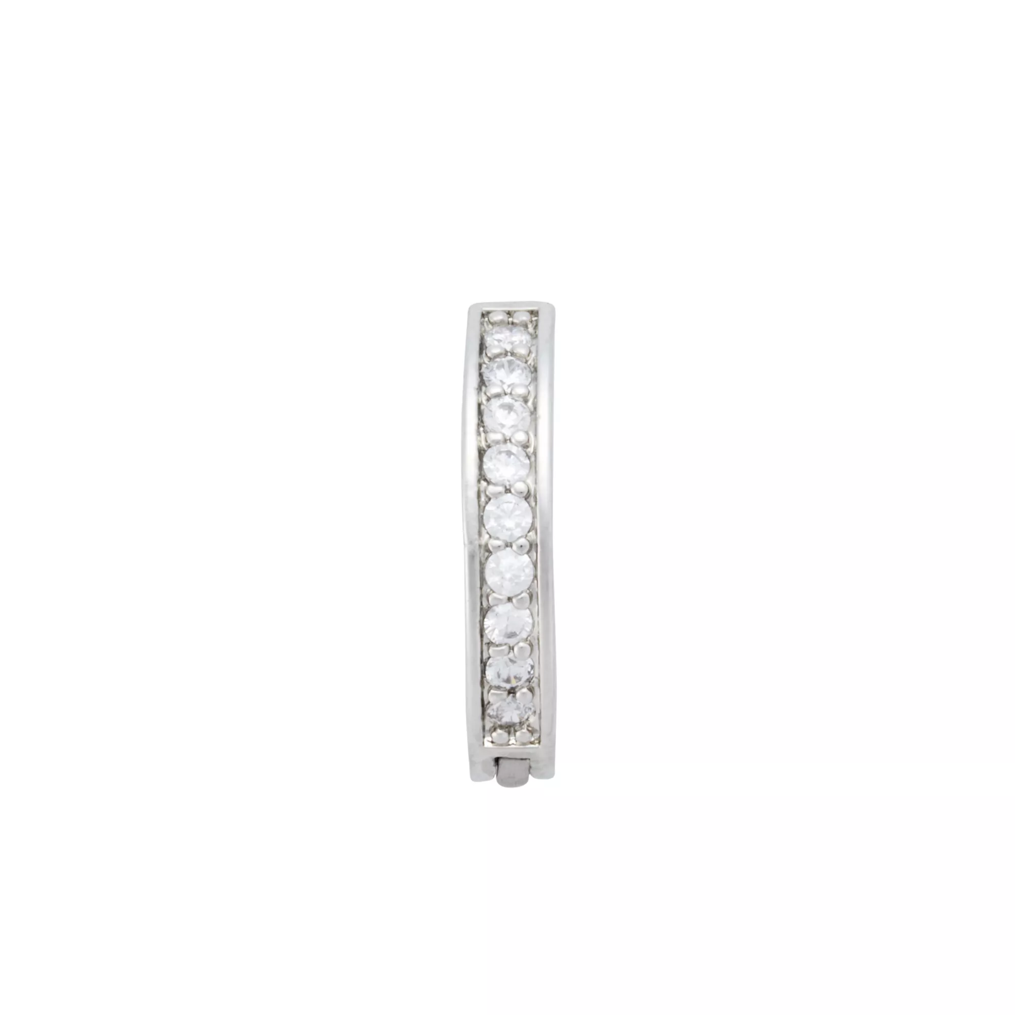 CZ Silvertone Hinge Belly Button Ring - 16 Gauge