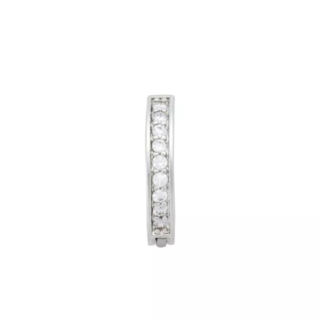 CZ Silvertone Hinge Belly Button Ring - 16 Gauge