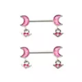Pink Moon Dangle Nipple Barbells - 16 Gauge at Spencer's