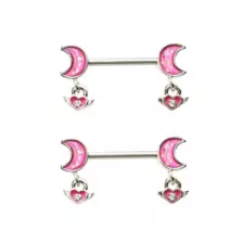 Pink Moon Dangle Nipple Barbells - 16 Gauge at Spencer's
