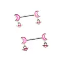 Pink Moon Dangle Nipple Barbells - 16 Gauge at Spencer's