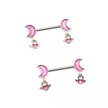 Pink Moon Dangle Nipple Barbells - 16 Gauge at Spencer's