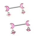 Pink Moon Dangle Nipple Barbells - 16 Gauge at Spencer's