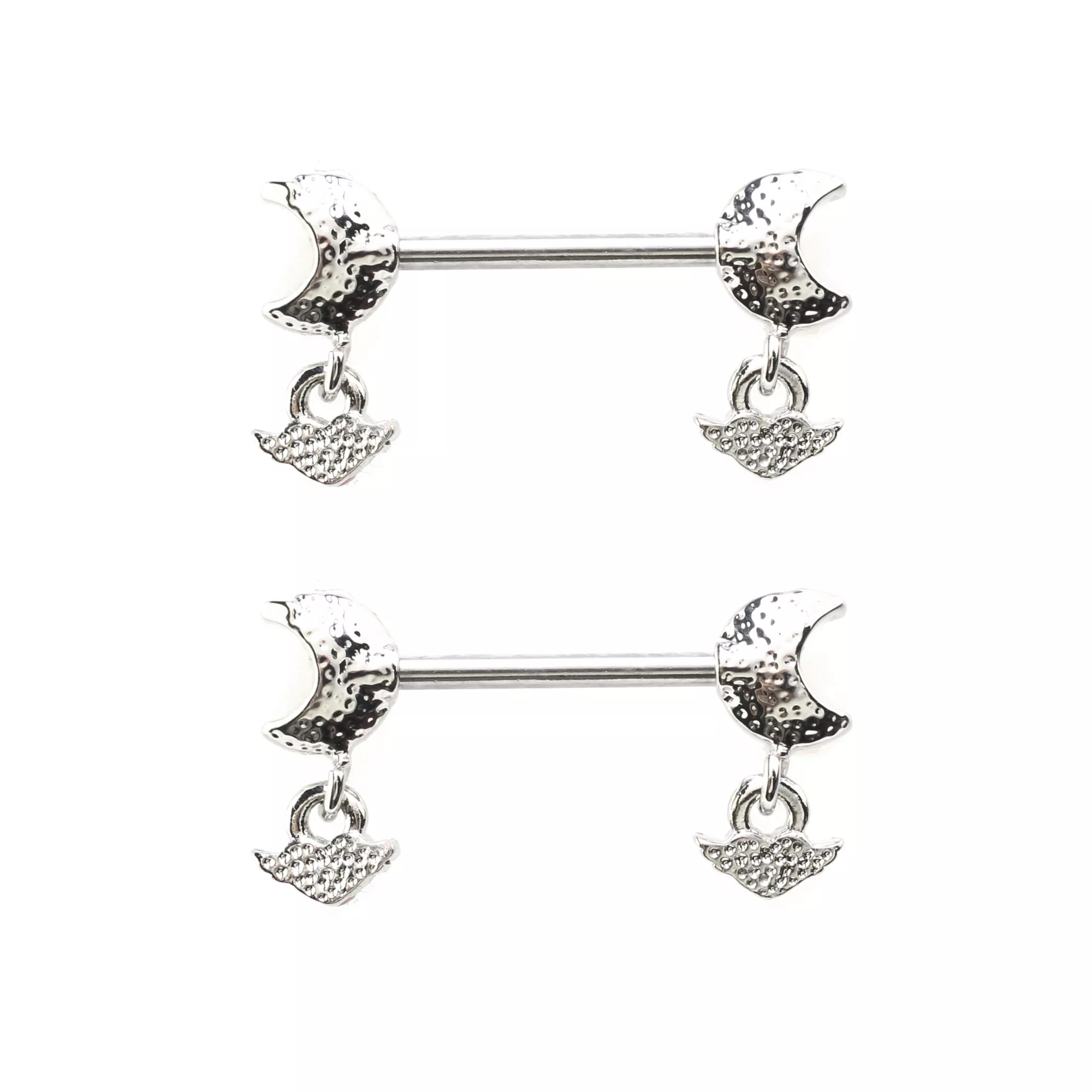 Pink Moon Dangle Nipple Barbells - 16 Gauge at Spencer's