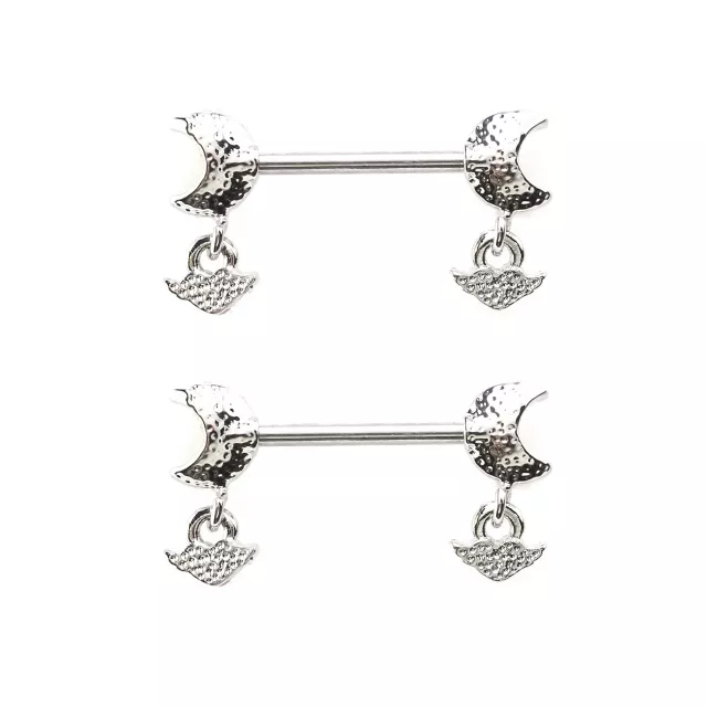 Pink Moon Dangle Nipple Barbells - 16 Gauge at Spencer's