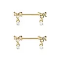 Gold Bow Dangle Nipple Barbells - 14 Gauge at Spencer's