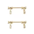 Gold Bow Dangle Nipple Barbells - 14 Gauge at Spencer's