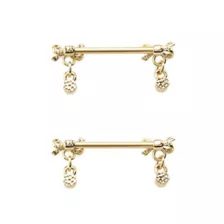 Gold Bow Dangle Nipple Barbells - 14 Gauge at Spencer's