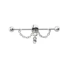 Silver Skull Ear Barbell - 14 Gauge at Spencer's