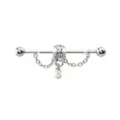 Silver Skull Ear Barbell - 14 Gauge at Spencer's