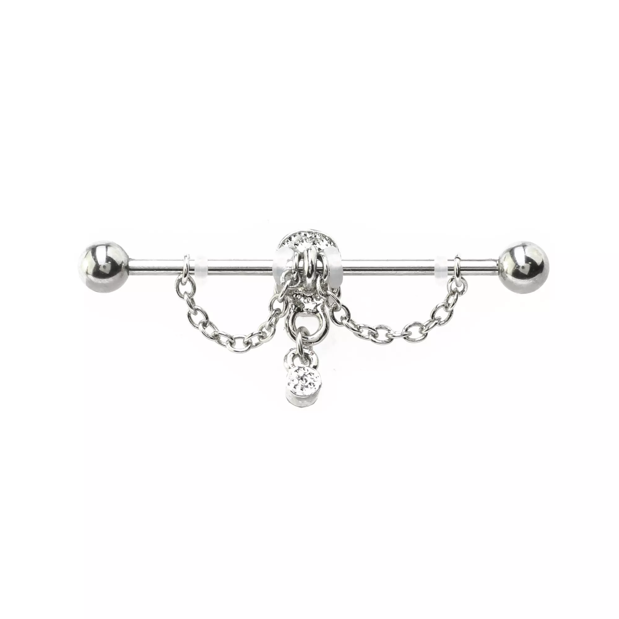 Silver Skull Ear Barbell - 14 Gauge at Spencer's