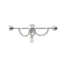 Silver Skull Ear Barbell - 14 Gauge at Spencer's