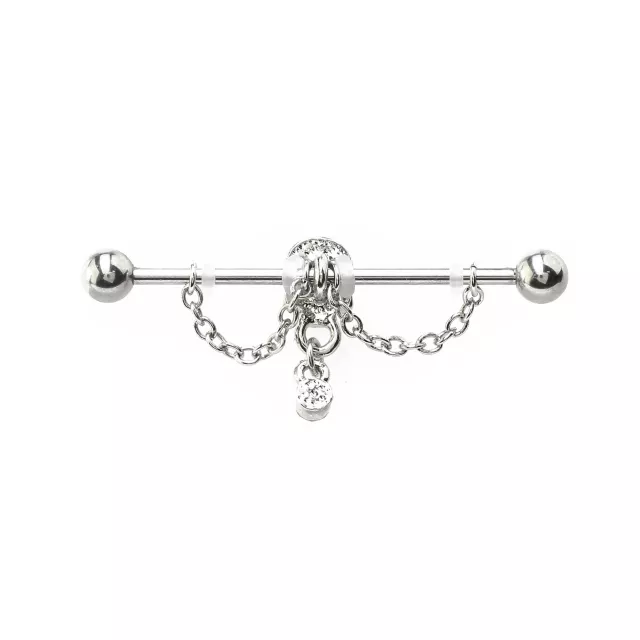 Silver Skull Ear Barbell - 14 Gauge at Spencer's