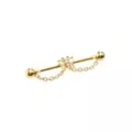 CZ Butterfly Goldtone Chain Dangle Industrial Barbell - 14 Gauge at Spencer's