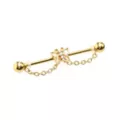 CZ Butterfly Goldtone Chain Dangle Industrial Barbell - 14 Gauge at Spencer's