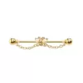 CZ Butterfly Goldtone Chain Dangle Industrial Barbell - 14 Gauge at Spencer's