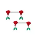 Rose Dangle Nipple Barbells - 14 Gauge at Spencer's
