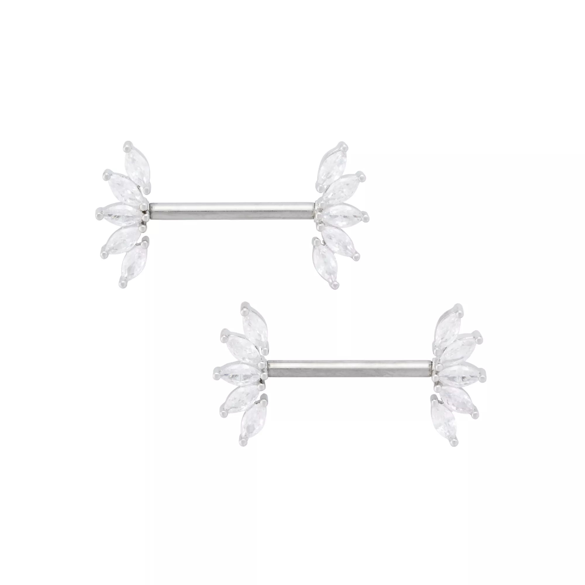 CZ Marquise Gem Nipple Barbells - 14 Gauge at Spencer's