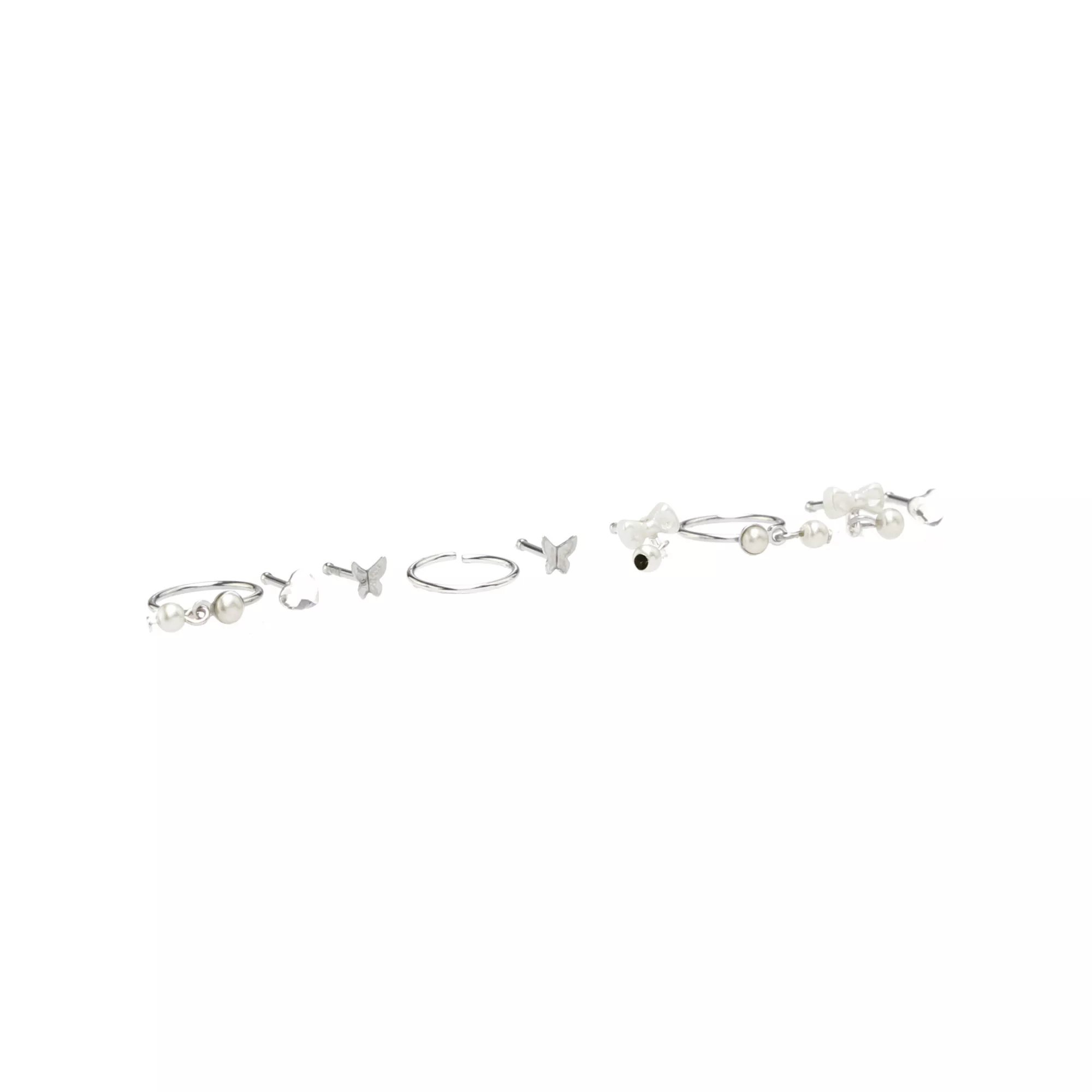 Multi-Pack Pearl Pin Nose Rings and Hoop Nose Rings 9 Pack - 20 Gauge at Spencer's