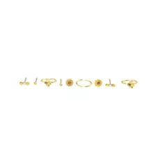 Multi-Pack Round CZ Goldtone Sunflower Nose Rings 9 Pack - 20 Gauge at Spencer's