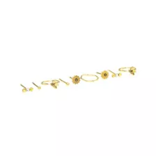 Multi-Pack Round CZ Goldtone Sunflower Nose Rings 9 Pack - 20 Gauge at Spencer's