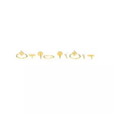 Multi-Pack Round CZ Goldtone Sunflower Nose Rings 9 Pack - 20 Gauge at Spencer's