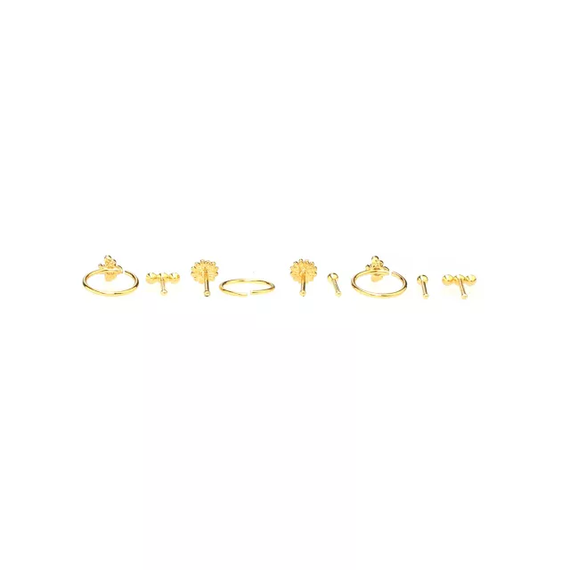 Multi-Pack Round CZ Goldtone Sunflower Nose Rings 9 Pack - 20 Gauge at Spencer's