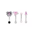 Multi-Pack Silvertone and Pink Spider Heart Curved Barbells 4 Pack - 16 Gauge at Spencer's