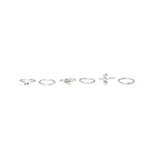 Multi-Pack CZ Designs Silvertone Hoop Nose Rings 6 Pack - 20 Gauge at Spencer's