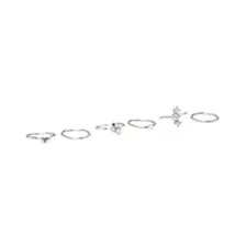 Multi-Pack CZ Designs Silvertone Hoop Nose Rings 6 Pack - 20 Gauge at Spencer's