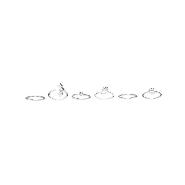 Multi-Pack CZ Designs Silvertone Hoop Nose Rings 6 Pack - 20 Gauge at Spencer's
