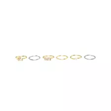 Multi-Pack Silvertone and Gold Pearl Hoop Nose Rings 6 Pack - 20 Gauge at Spencer's